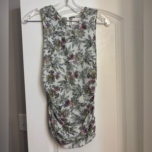 Cinq à Sept Dasha Floral Sleeveless Top - White and Green